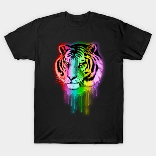 Tiger Neon Dripping Rainbow Colors T-Shirt